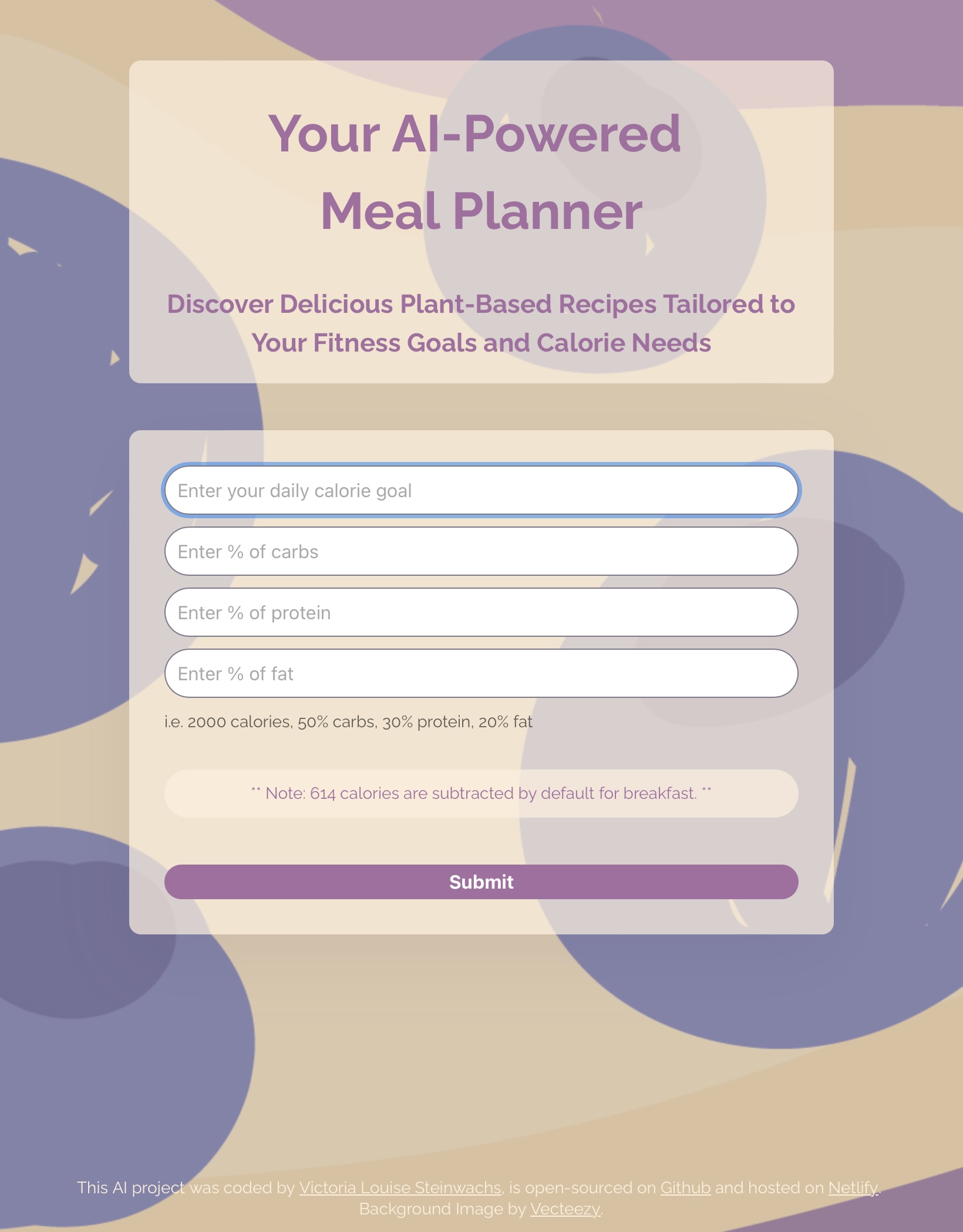 Victoria's Ai-powered Meal Planner