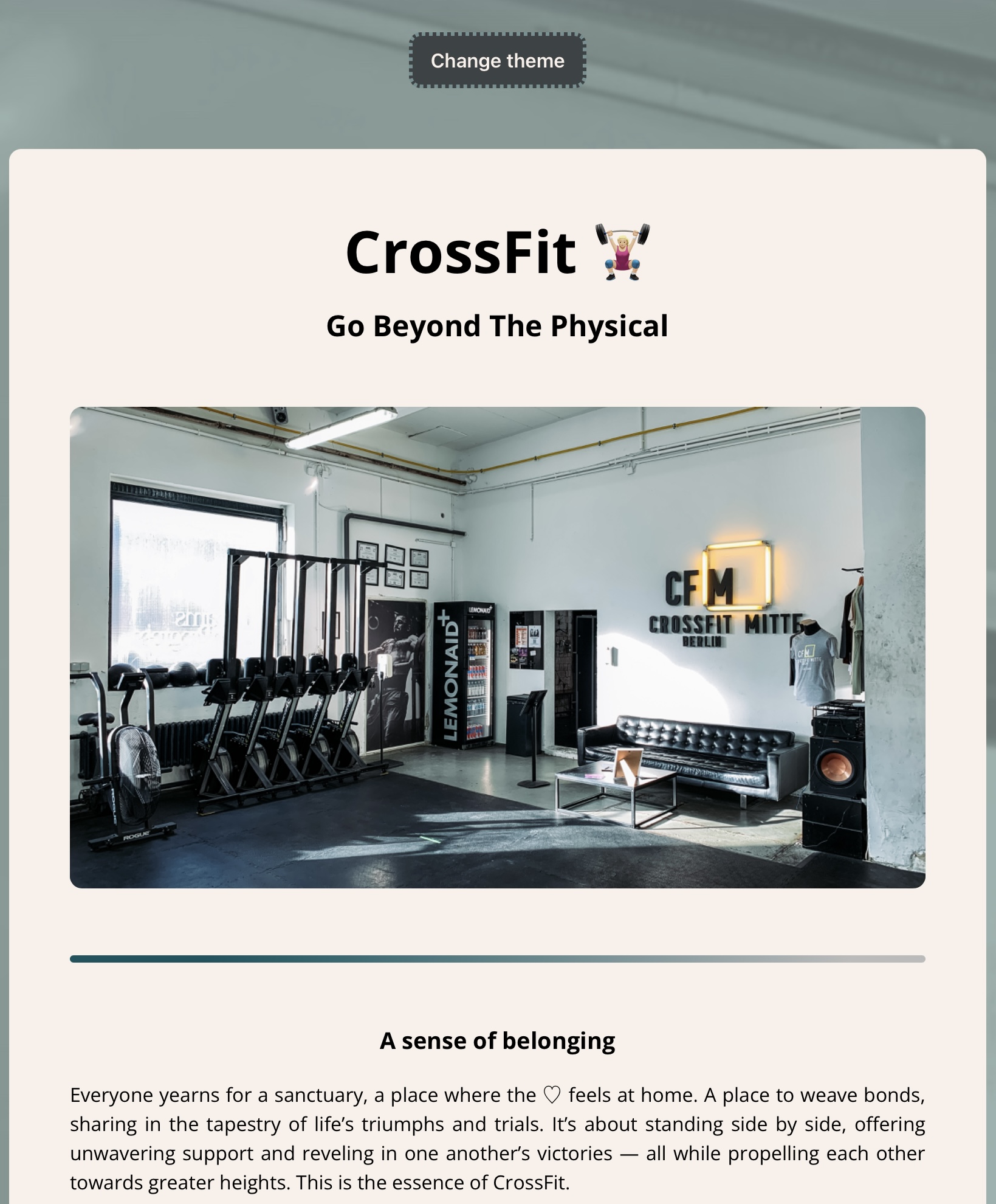 Victoria's SheCodes Basics Add-on Project dedicated to CrossFit